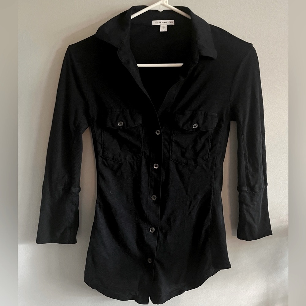 James Perse Black Button-Up Women's Top